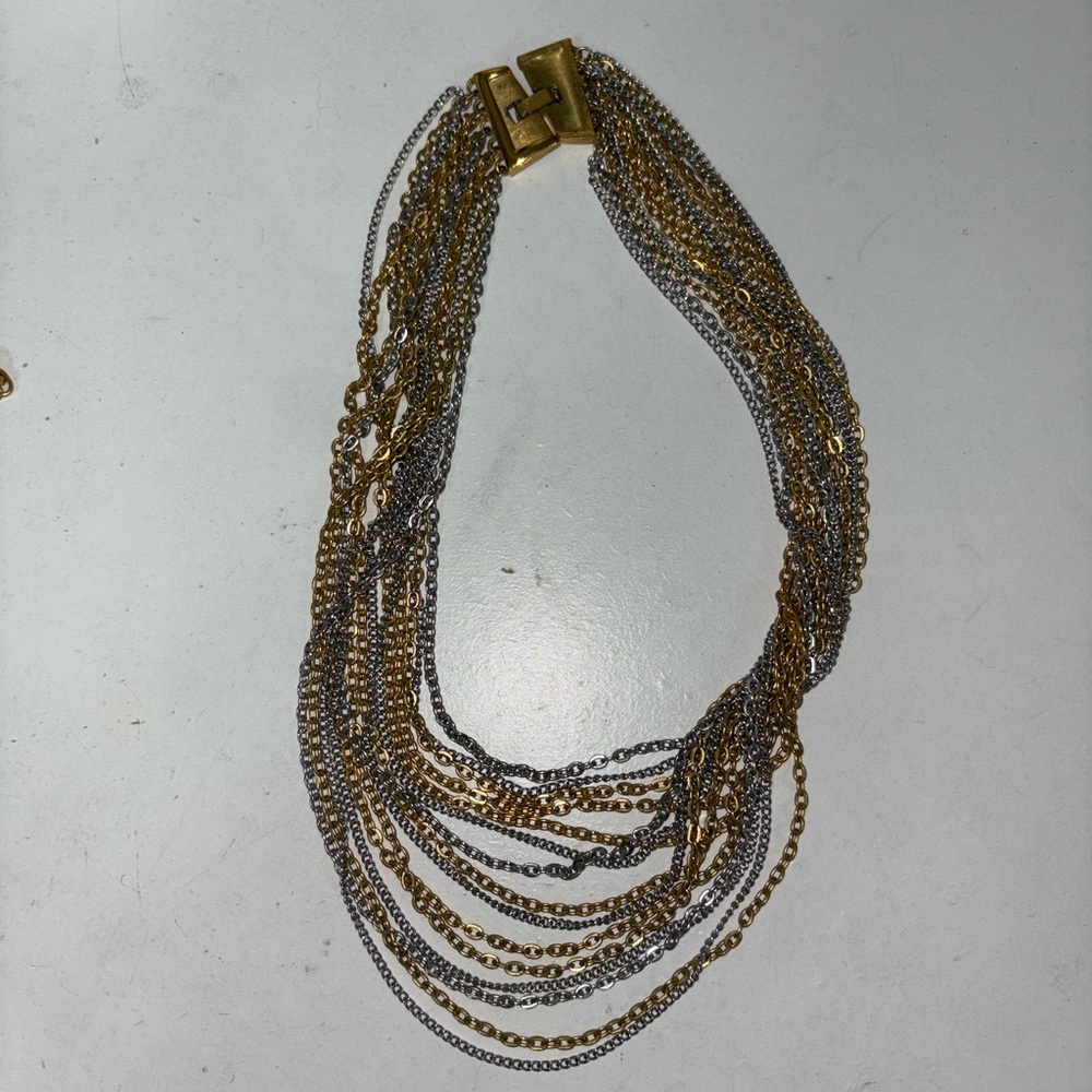 Trifari Gold and Silver Layered Necklace